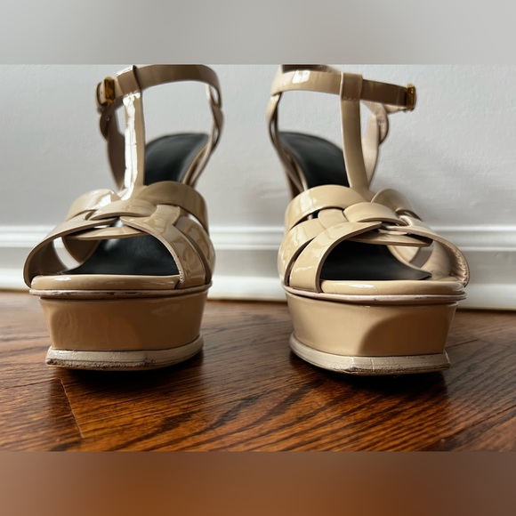 Saint Laurent Tribute Platform Sandal in nude/taupe patent leather size 38.5 - Picture 8 of 16